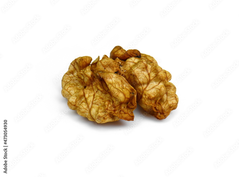 Kernel walnut isolated on the white background, closeup. Kernel walnut isolated on the white background, closeup.