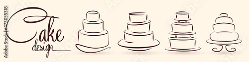 Cake design icon set, vector illustration
