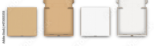 Realistic cardboard pizza box , vector illustration