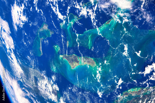 Fototapeta Naklejka Na Ścianę i Meble -  The Caribbean seen from space. Digital enhancement. Elements of this image furnished by NASA.