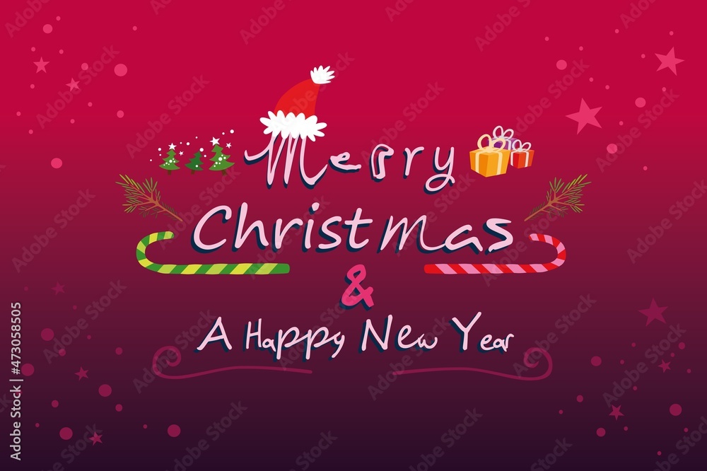 Naklejka premium handwritten style Christmas typography with Christmas symbols