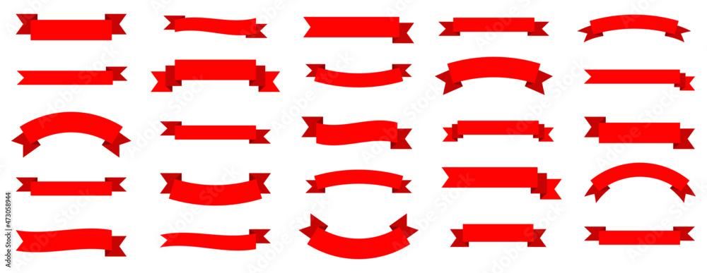 Ribbon banner set. Ribbon collection. Red ribbons. Vector red ribbons. Celebration banners. Ribbon banner set. Ribbon collection. Red ribbons. Vector red ribbons. Celebration banners.