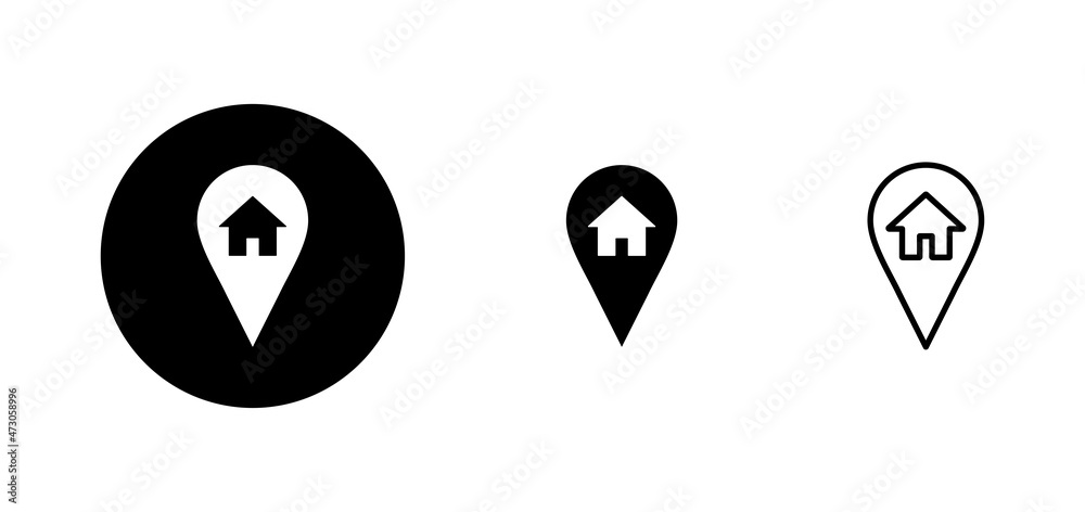 address icons set. home location sign and symbol. pinpoint address icons set. home location sign and symbol. pinpoint