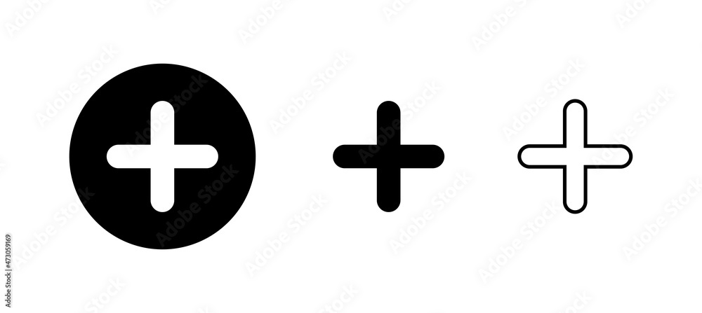 Fototapeta premium Plus Icons set. Add plus sign and symbol