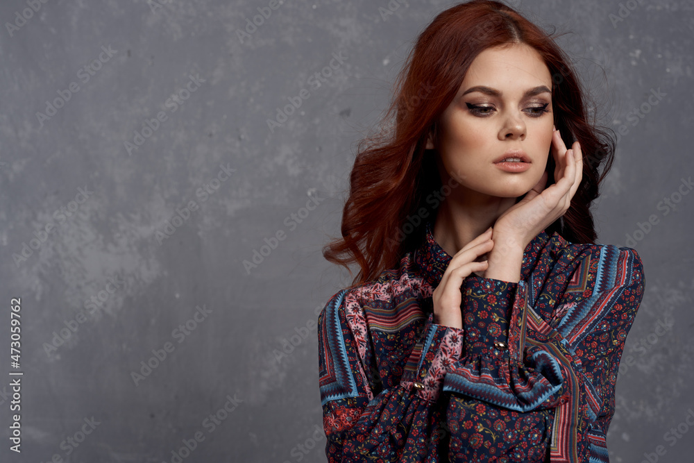 woman in coat fashionable clothes glamor red hair model woman in coat fashionable clothes glamor red hair model