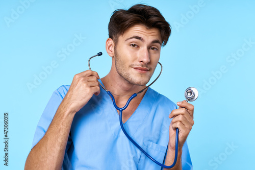 male doctor patient treatment hospital medicine isolated background