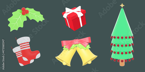 christmas 3d rendering illustration