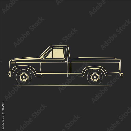 pickup truck classic outline illustration