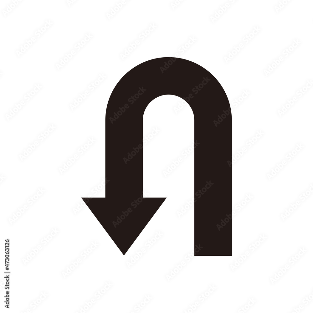 Curved Arrow Icon on white background Curved Arrow Icon on white background