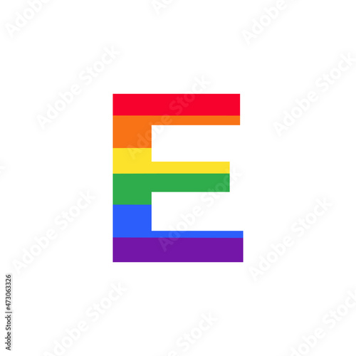 Letter E Colored in Rainbow Color Logo Design Inspiration for LGBT Concept