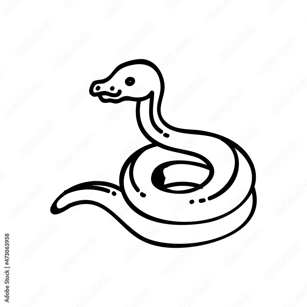 Coiling snake icon. Reptile animal pet veterinary. Hand drawn vector illustration. Coiling snake icon. Reptile animal pet veterinary. Hand drawn vector illustration.