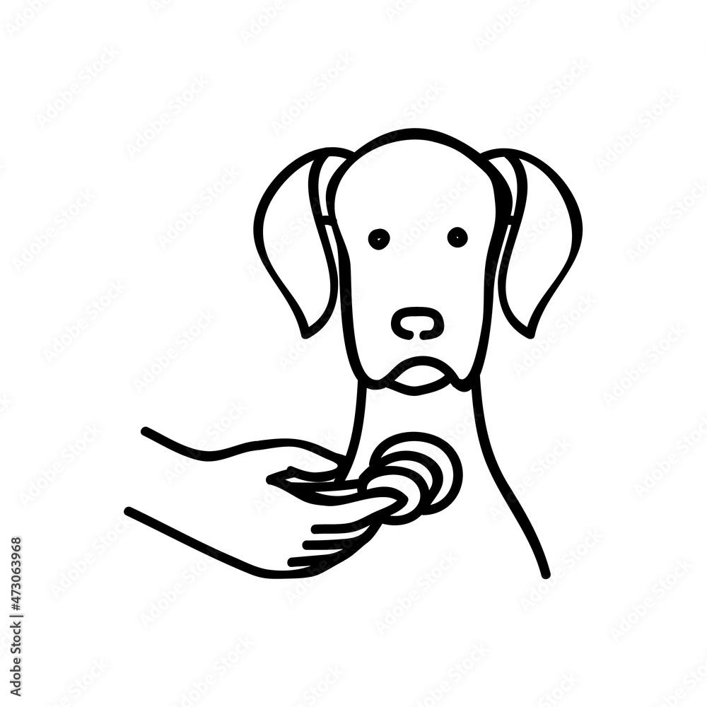 Fototapeta premium Dog medical exam. Hand stethoscope. Hand drawn vector illustration.
