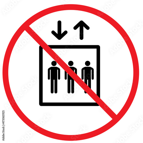 prohibition sign with up and down arrows on white background. Do not use lift. Do not use elevator sign. flat style.