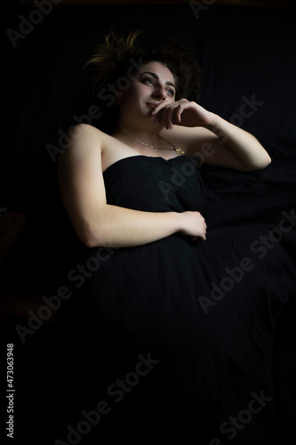 Girl on a black background