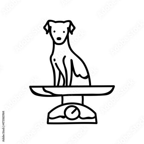 Vet animal weight scale icon. Hand drawn vector illustration.