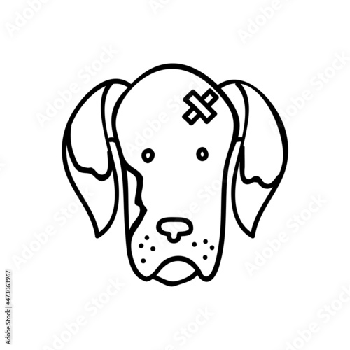 Injured dog icon. Hand drawn vector illustration.