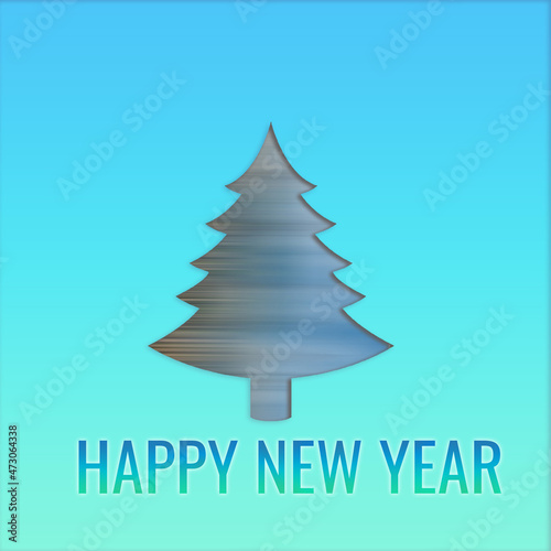 New year 2022 creative design concept art christmas tree lettering for flyer, poster, sign, banner, web, header. Light blur background. Background trend colors, green, turquoise, pink