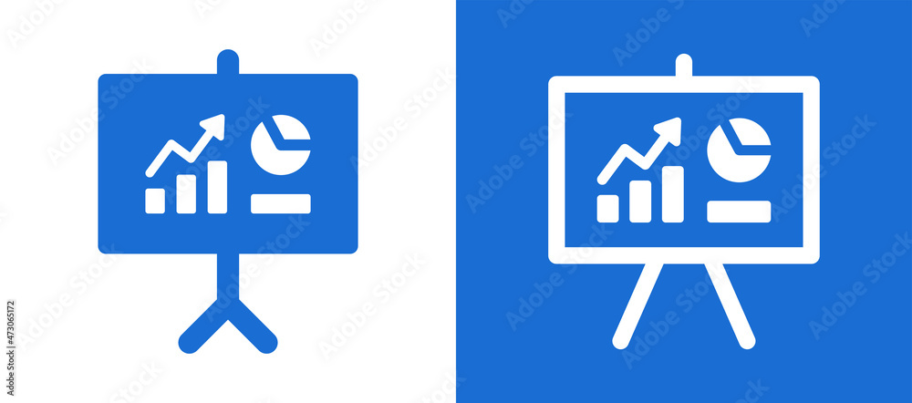 Fototapeta premium Business chart on presentation board icon. Statistics and analytics vector icon.