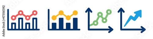 Data chart and graph icon set. Diagram and infographic symbol