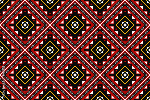 Geometric ethnic oriental seamless pattern traditional Design for background,carpet,wallpaper.clothing,wrapping,Batik fabric,Vector illustration.embroidery style - Sadu, sadou, sadow or sado
