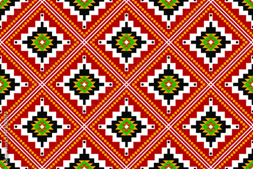 Geometric ethnic oriental seamless pattern traditional Design for background,carpet,wallpaper.clothing,wrapping,Batik fabric,Vector illustration.embroidery style - Sadu, sadou, sadow or sado