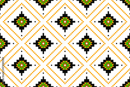 Geometric ethnic oriental seamless pattern traditional Design for background,carpet,wallpaper.clothing,wrapping,Batik fabric,Vector illustration.embroidery style - Sadu, sadou, sadow or sado
