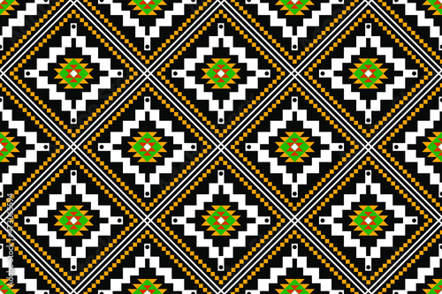 Geometric ethnic oriental seamless pattern traditional Design for background,carpet,wallpaper.clothing,wrapping,Batik fabric,Vector illustration.embroidery style - Sadu, sadou, sadow or sado
