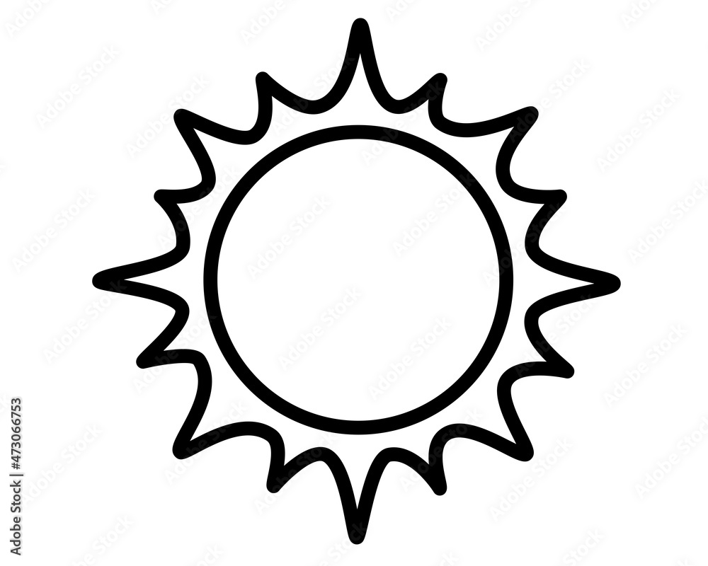 Sun - symbolic image - vector linear illustration for logo or pictogram. Outline. Star sun with rays for sign or icon Sun - symbolic image - vector linear illustration for logo or pictogram. Outline. Star sun with rays for sign or icon