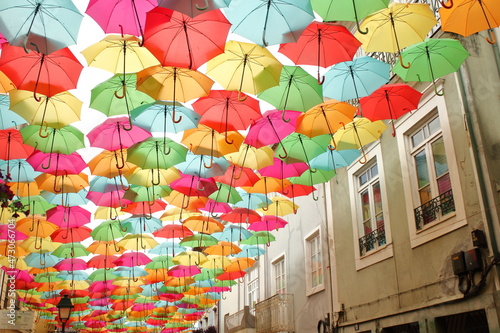 Umbrella Sky Project in Agueda, Aveiro district Portugal photo