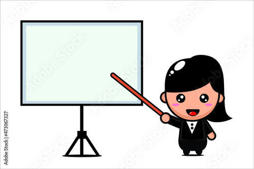 Businesswoman character illustration cartoon design presenting