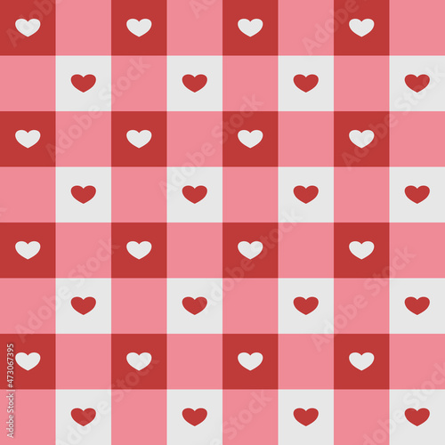 Illustrator vector of seamless wallpaper of white heart on red square and red heart on white square, wallpaper of mini heart repeat
