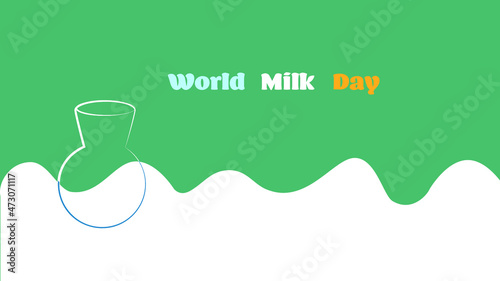 National Milk Day. Milk jug on green and white background