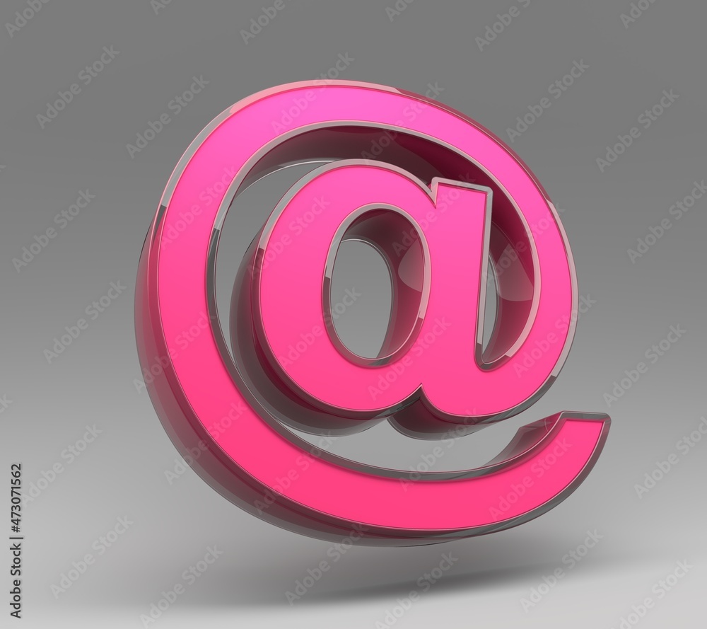3D E mail symbol with glass material outline 3D E mail symbol with glass material outline