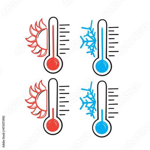 hand drawn doodle temperature icon collection illustration vector isolated