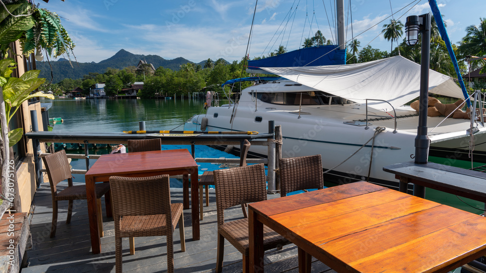 Yacht Marina Harbor and Fishing Village in Thailand