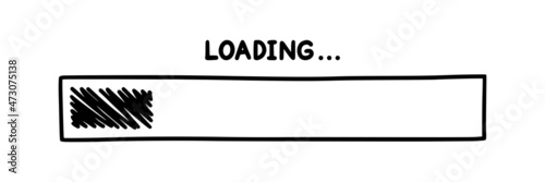 Progress loading bar. Infographics design element with status of completion. Hand drawn vector illustration isolated in white background