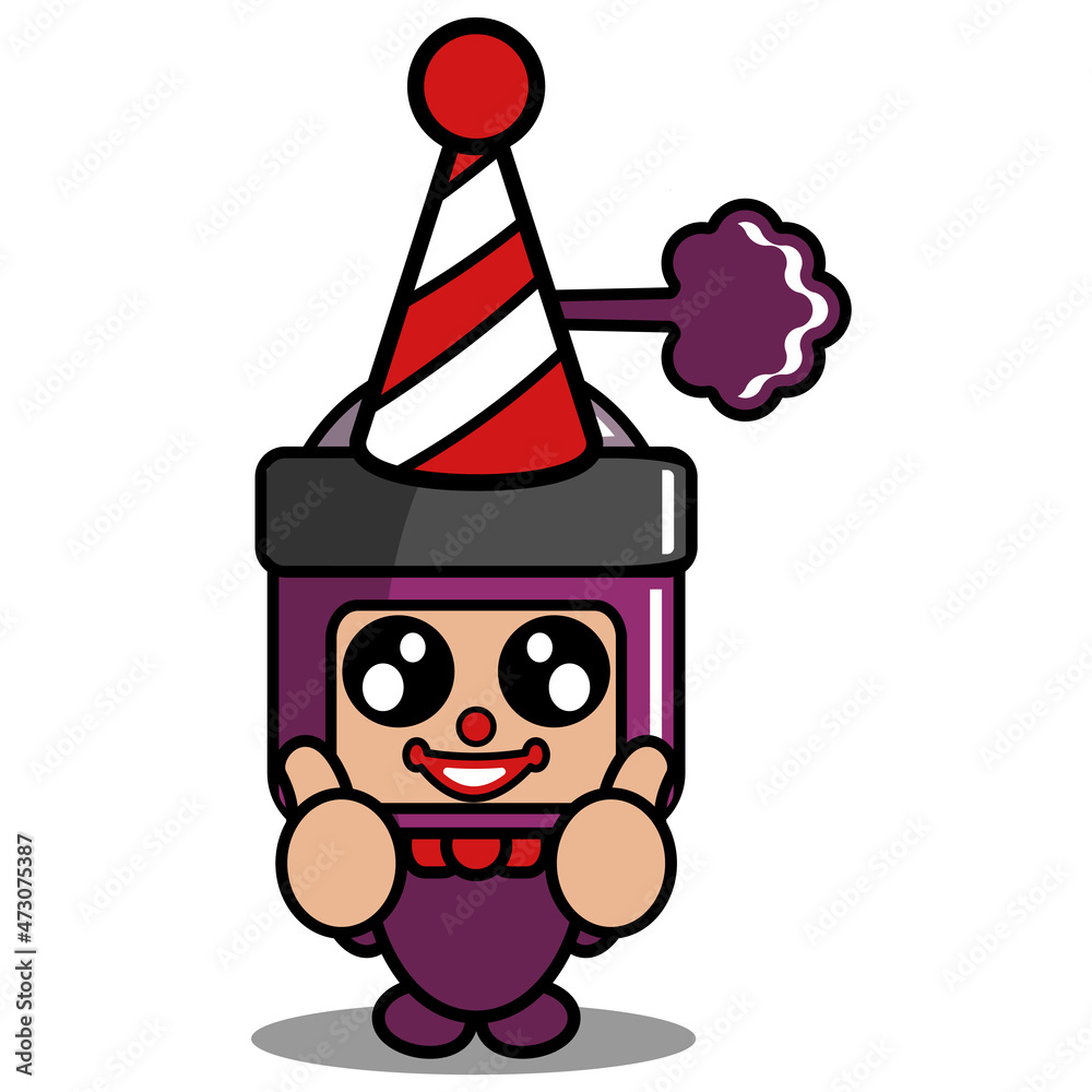 vector cartoon character cute purple pilox spray mascot costume clown