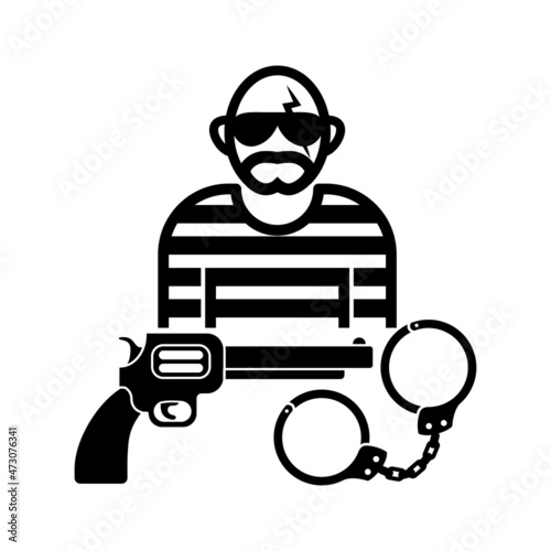 Robber icon. Bandit criminal icon vector.