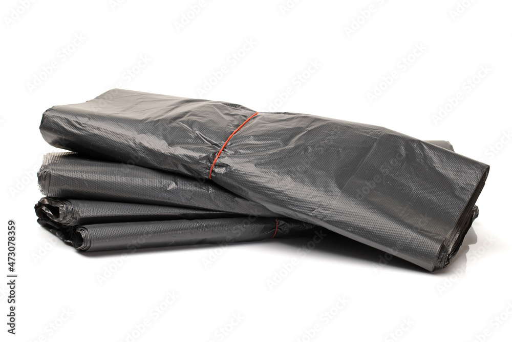 garbage bag close up in studio on white background garbage bag close up in studio on white background