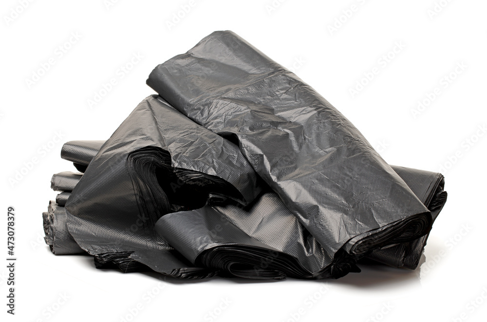 garbage bag close up in studio on white background 