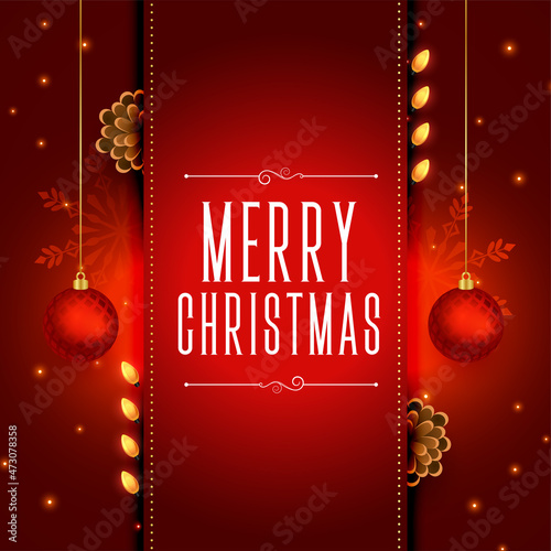 red merry christmas wishes shiny background design