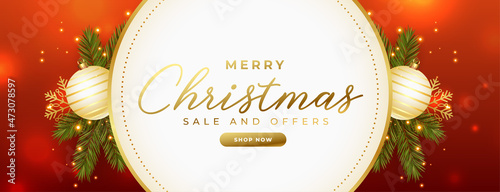 seasonal christmas sale banner with realistic element design