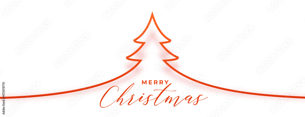 line style christmas tree with shadow banner line style christmas tree with shadow banner