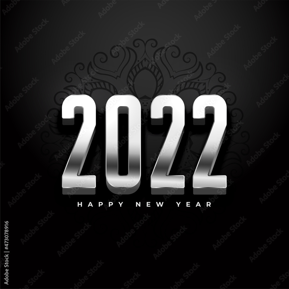 3d silver 2022 new year text effect on black background 3d silver 2022 new year text effect on black background