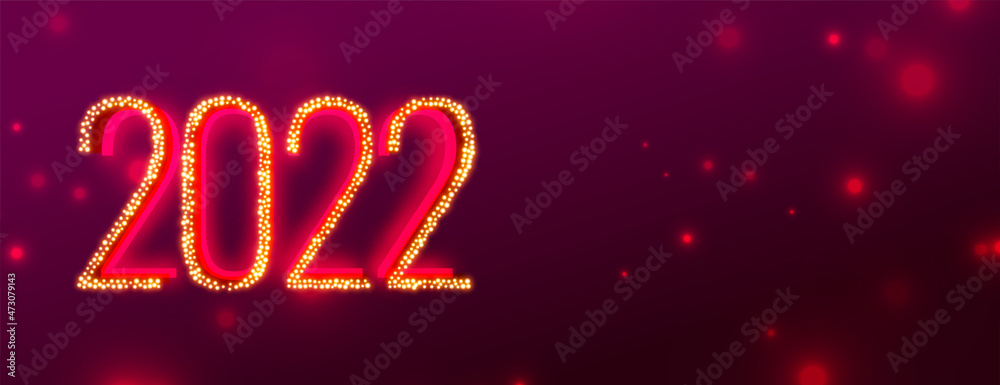 shiny 2022 new year celebration banner with sparkles