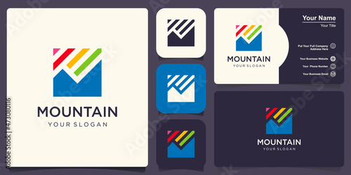 Creative minimal Mountain Logo design template