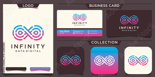 Infinity tech logo design. loop with line concept