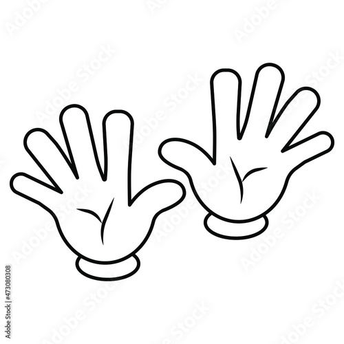 Cartoon hands gesture. Traditional cartoon white glove. Vector clip art illustration.Isolated on a blank background which can be edited and changed colors.