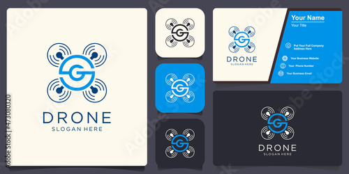 Drone with g logo design inspiration