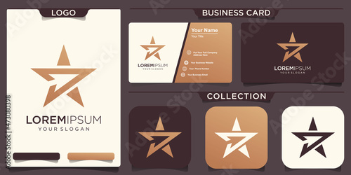 Star Logo. White Linear Style with Blue Sky Arrow Up isolated